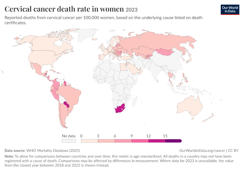 A thumbnail of the "Cervical cancer death rate in women" chart