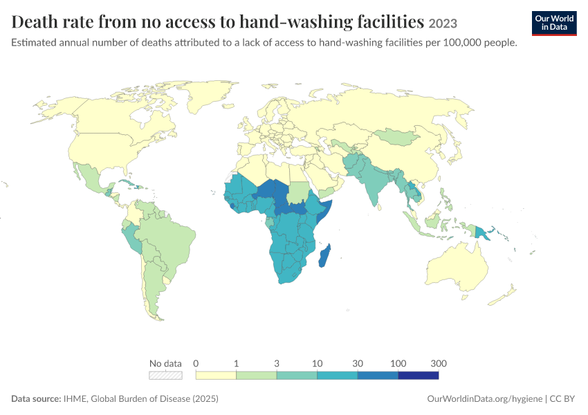 A thumbnail of the "Death rate from no access to hand-washing facilities" chart