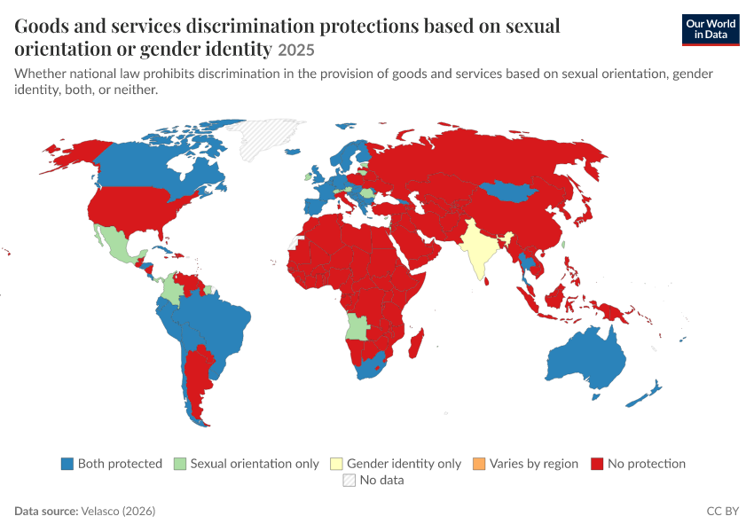 A thumbnail of the "Goods and services discrimination protections based on sexual orientation or gender identity" chart
