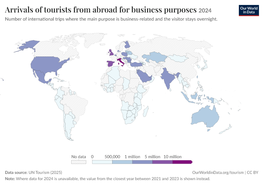 A thumbnail of the "Arrivals of tourists from abroad for business purposes" chart