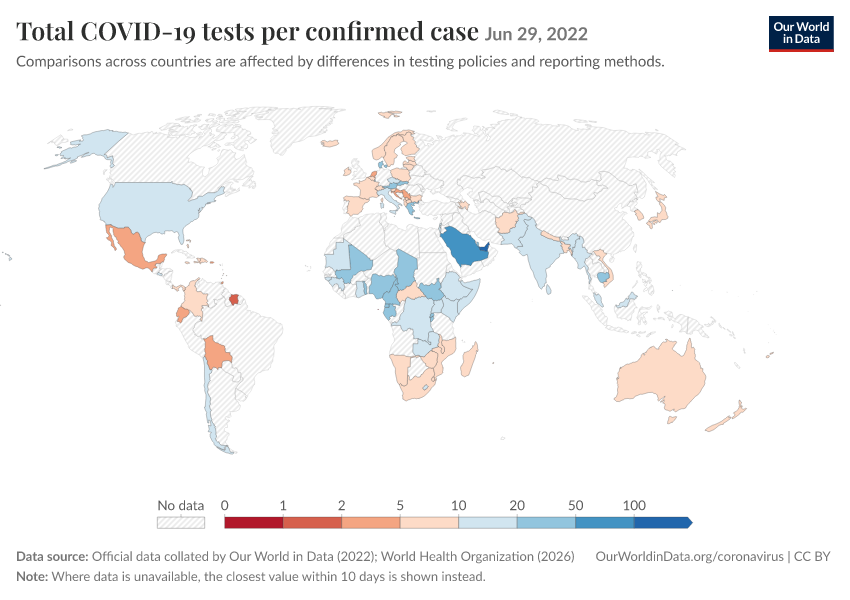 A thumbnail of the "Total COVID-19 tests per confirmed case" chart