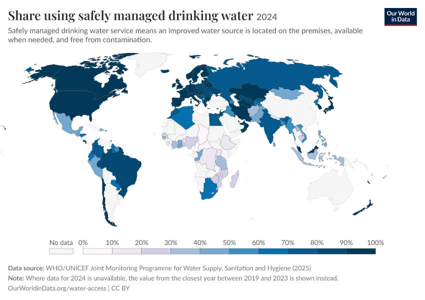 A thumbnail of the "Share using safely managed drinking water" chart