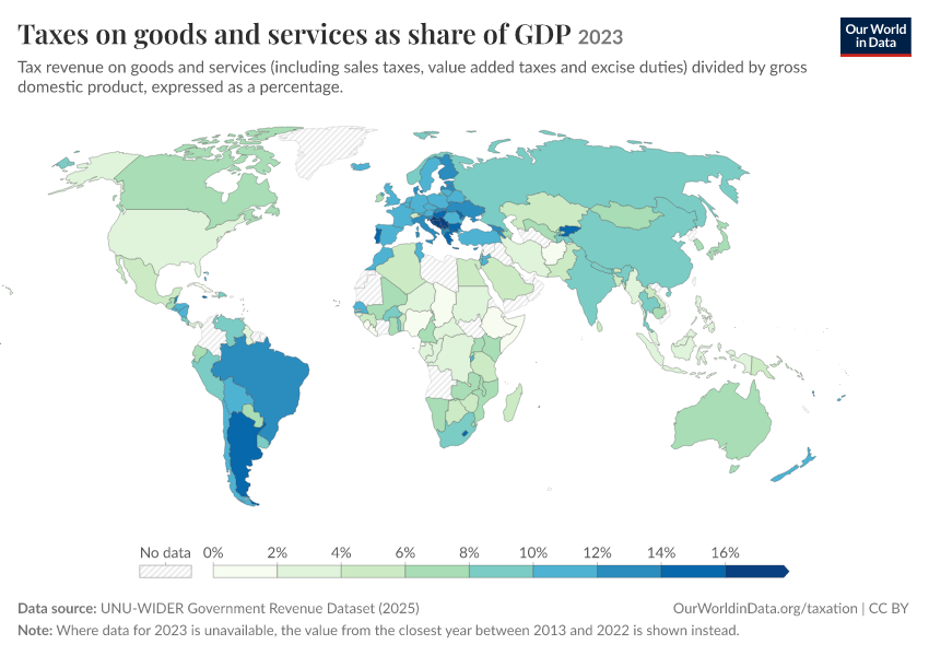 A thumbnail of the "Taxes on goods and services as share of GDP" chart